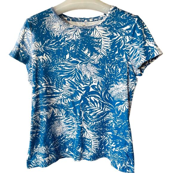 Talbots Size M t-shirt round collar tropical print - Picture 1 of 9